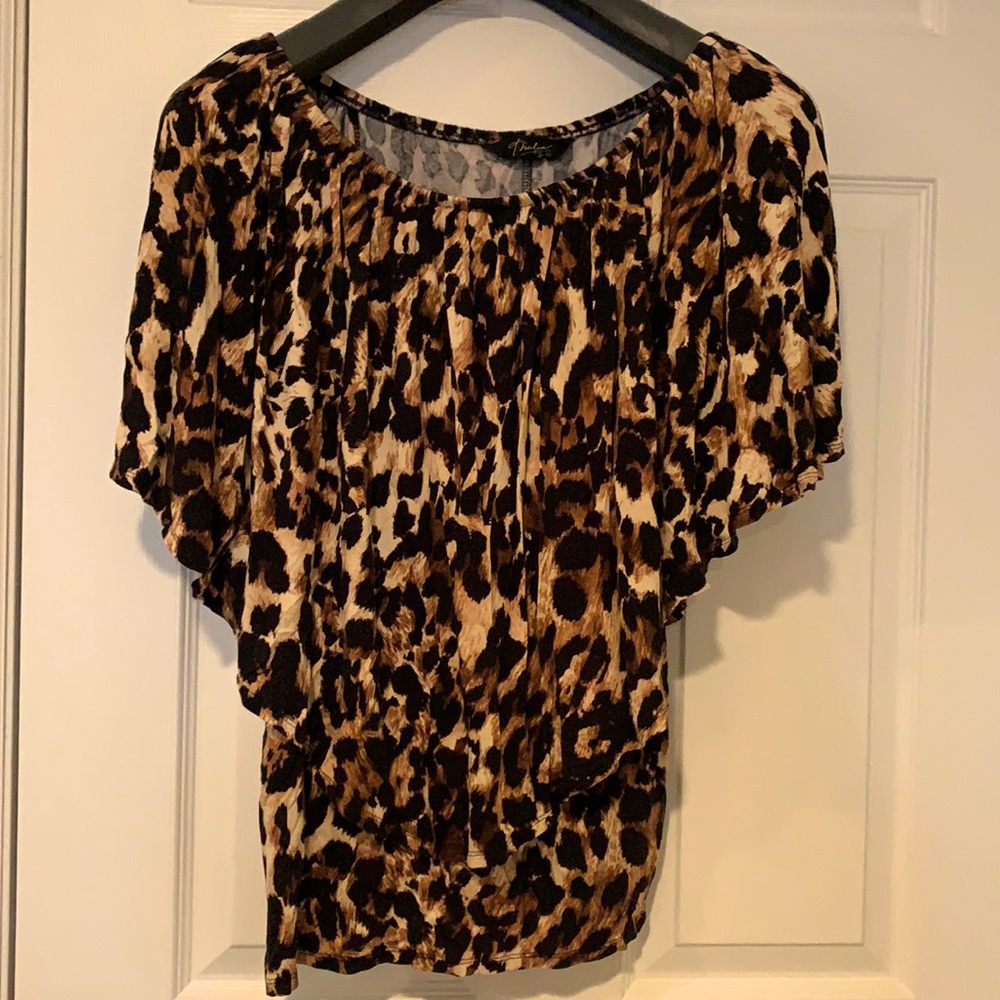 Thalia Sodi Cheetah Ruffle Blouse